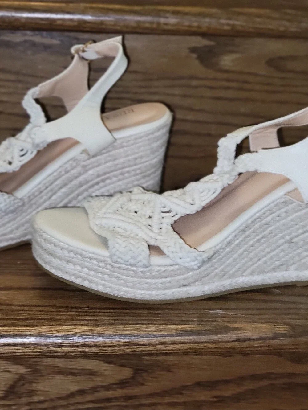 Beige Braided Espadrille Wedge Sandals - Women. Size 9. Never Worn.